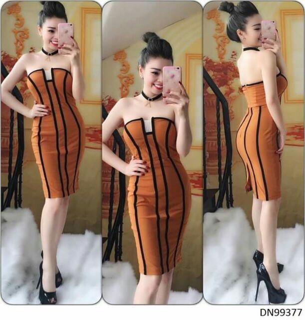 Đầm cúp phối màu cá tính