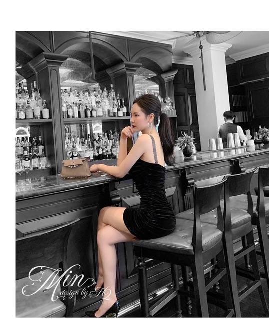 ĐẦM BODY NHUNG DÂY ĐÍNH ĐÁ