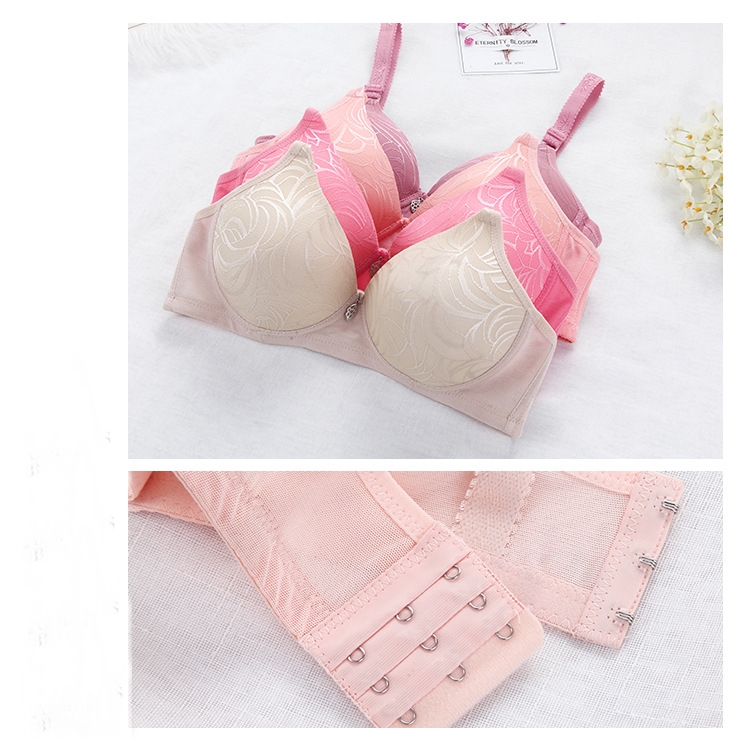 Áo lót trơn không gọng mút đệm vừa cotton thêu vân gân lá