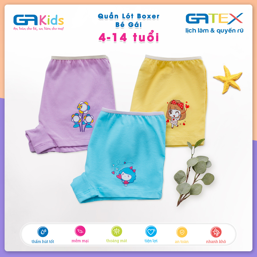 Set 3 Quần Lót Boxer Cho Bé Gái GAKIDS - Chất liệu COTTON cao cấp