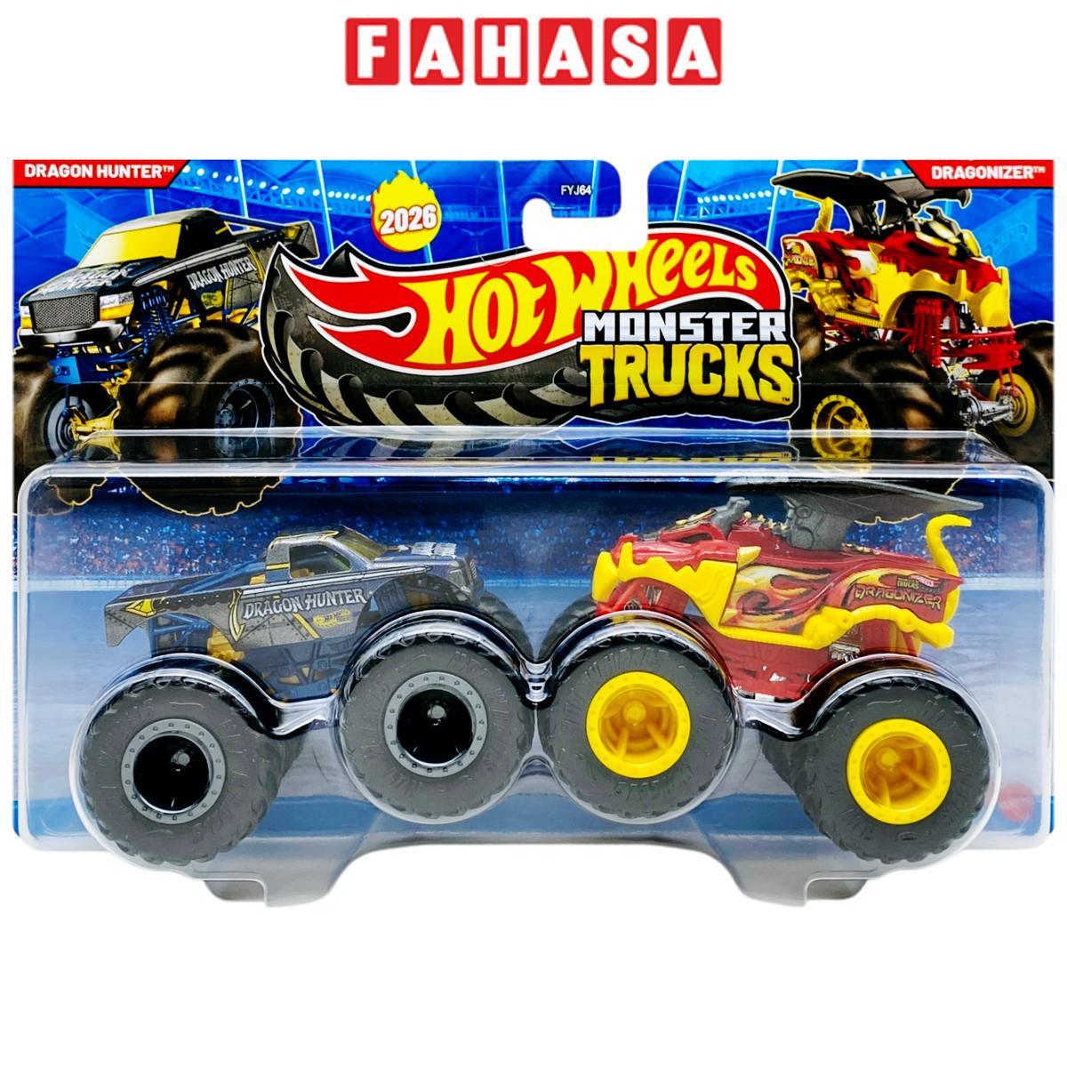 Đồ Chơi Bộ 2 Siêu Xe Monster Trucks - Hot Wheels FYJ64M - Dragon Hunter + Dragonizer