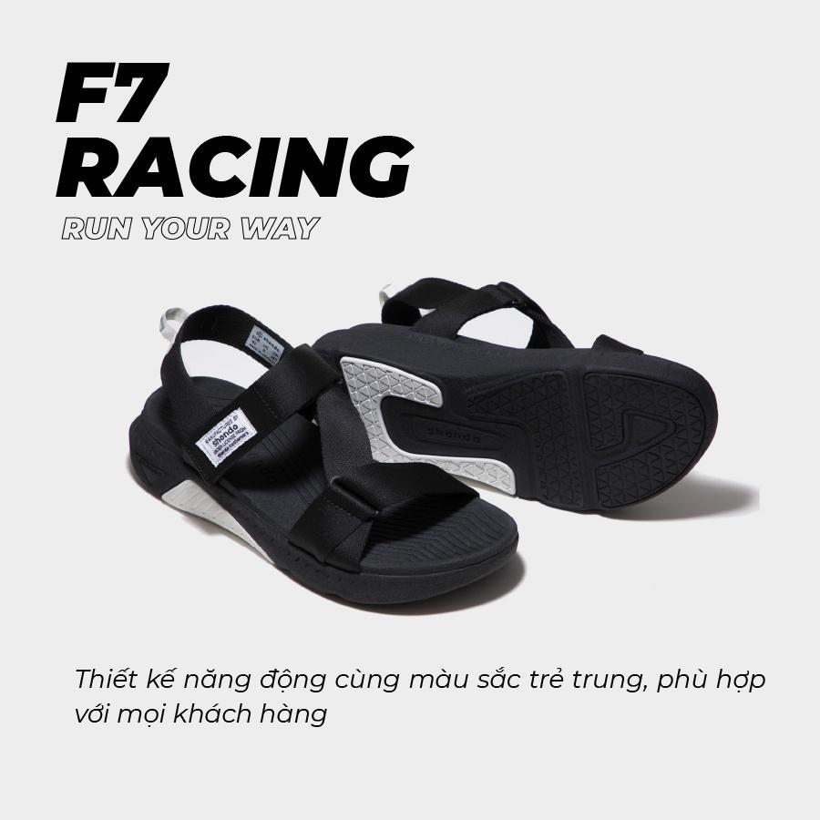 Giày Sandals Nam Nữ Unisex Shondo F7 Racing Đế Đen Phối Trắng Quai Đen F7R1010