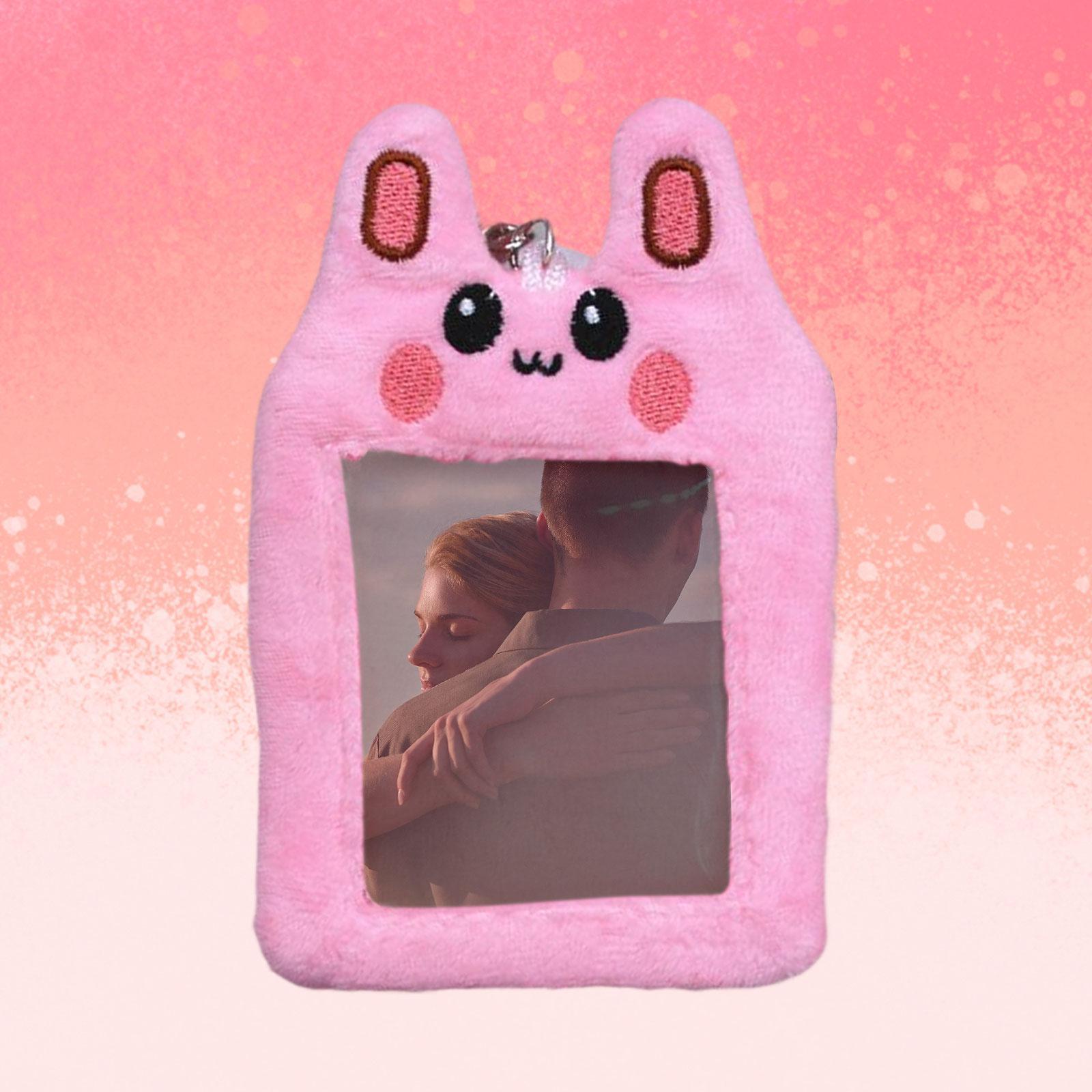 Plush Photocard Holder Cute ID Card Holder Pendant Keychain Photo Sleeves Protector for Household, Wedding, Driver Licenses, Bus Card