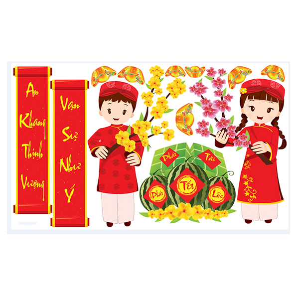 Decal Dán Tường Bé Chào Xuân
