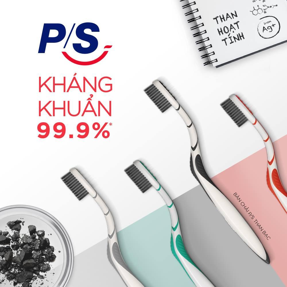 COMBO 2 Bàn Chải Đánh Răng P/S Than Bạc Siêu Mềm Kháng Khuẩn 99.9% x 2