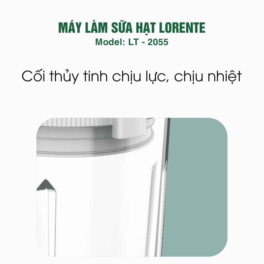 Máy xay nấu sữa hạt mini cao cấp Lorente LT-2055 dung tích 1.2 lít, công suất 400W, 8 lưỡi dao - Hàng chính hãng