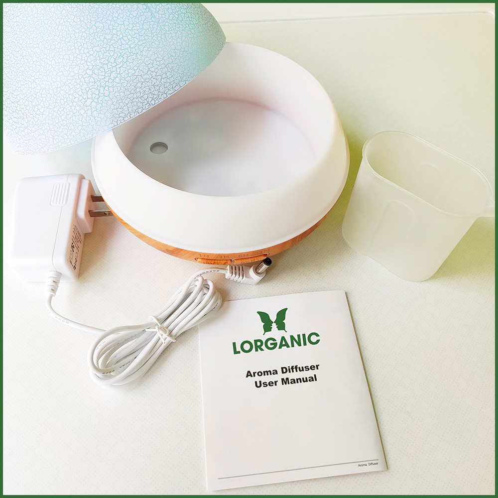 Combo máy khuếch tán/ máy xông tinh dầu Lorganic bình hoa FX2057 + tinh dầu bạch đàn chanh Lorganic LGN0366