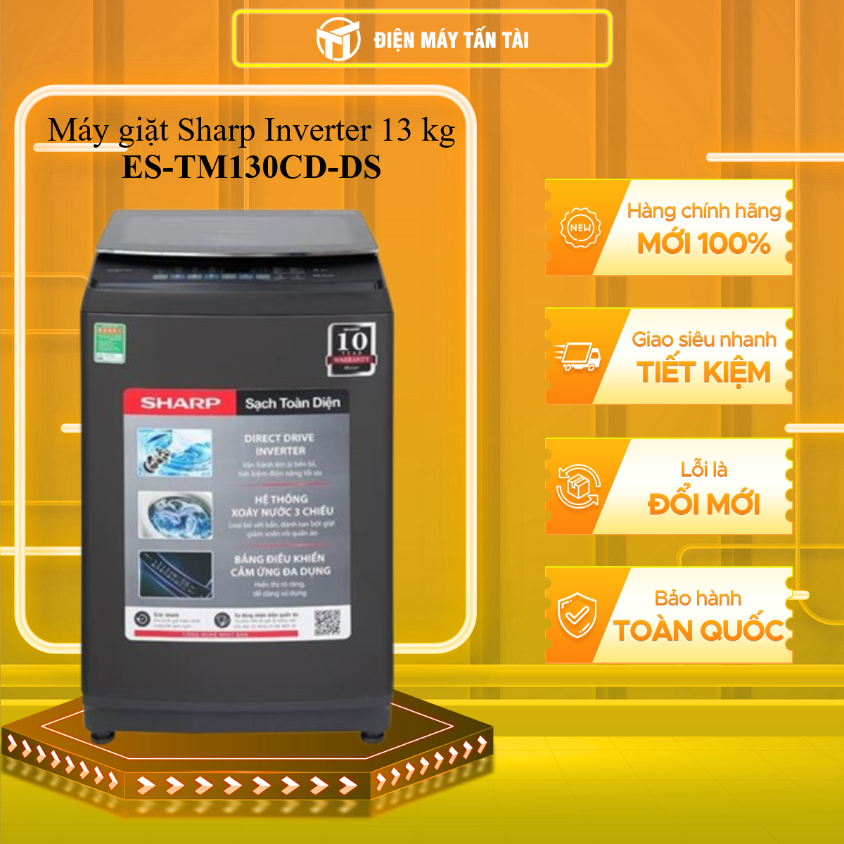 Máy giặt Sharp Inverter 13 kg ES-TM130CD-DS - HÀNG CHÍNH HÃNG - CHỈ GIAO HCM