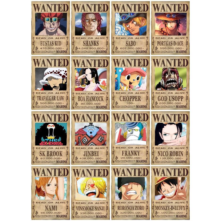 Combo 30 tấm truy nã hải tặc Onepiece wanted poster loại dày