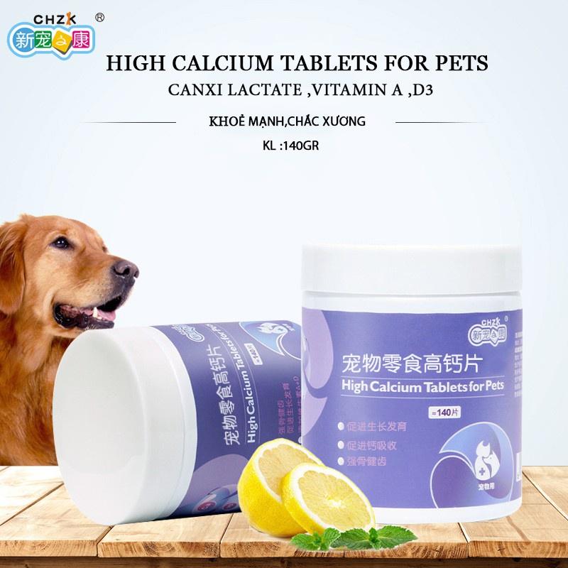 Viên nén canxi cho chó công thức canxi LACTATE VÀ VITAMIN A,D3 hấp thu nhanh dinh dưỡng cho chó mèo