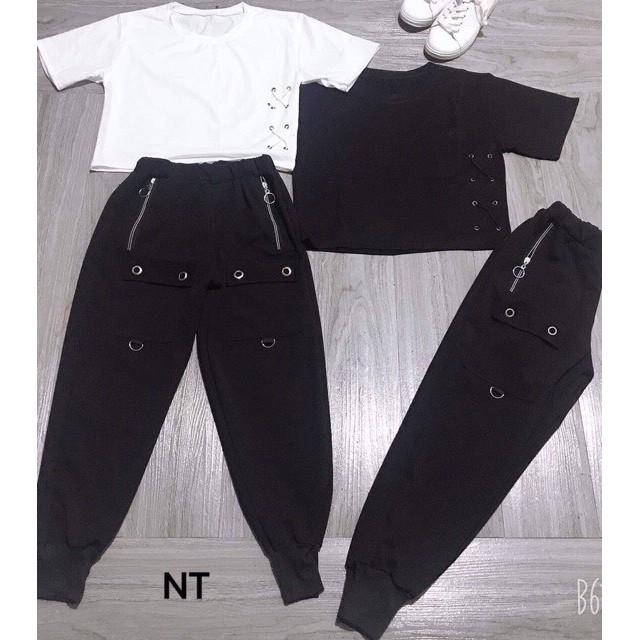 Sét áo croptop oze và quần jogger cá tính