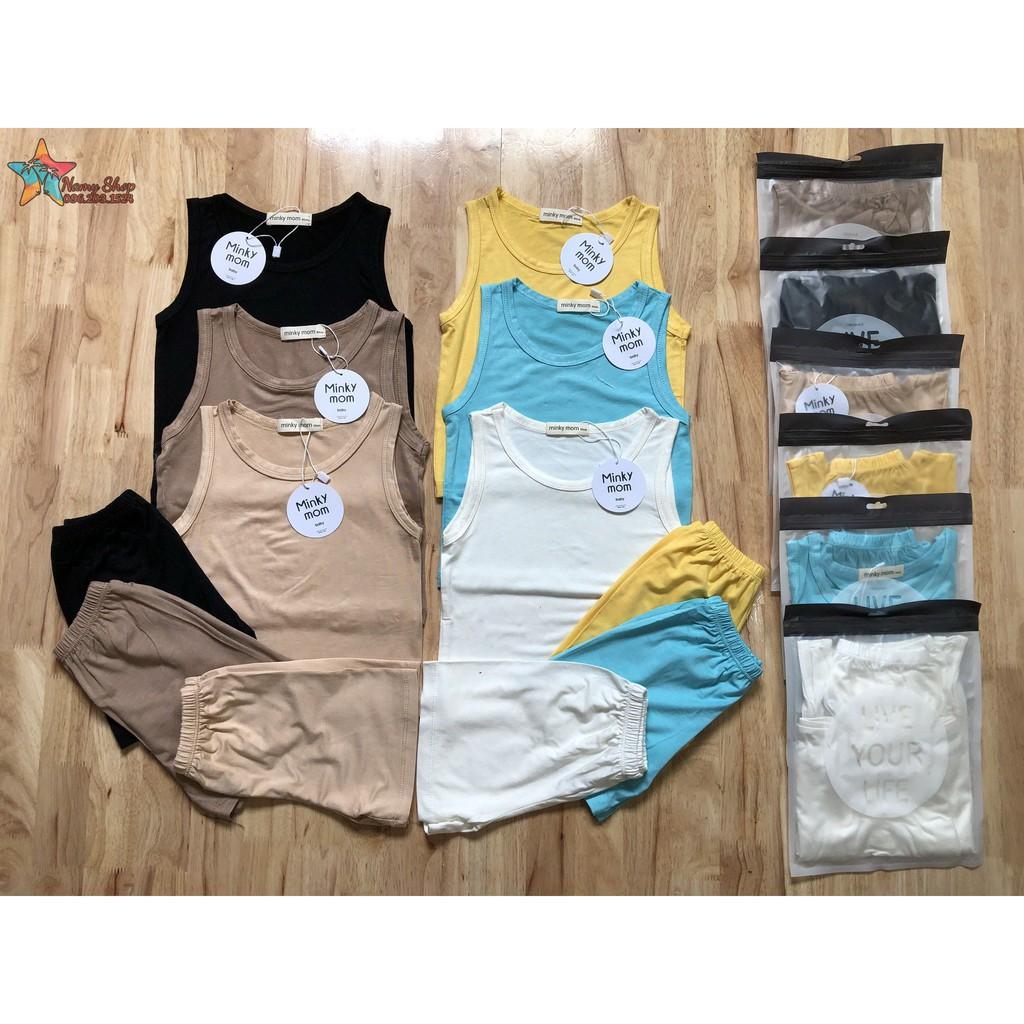 Đồ bộ hè mát cho bé trai, bé gái, Đồ bộ sát nách màu trơn