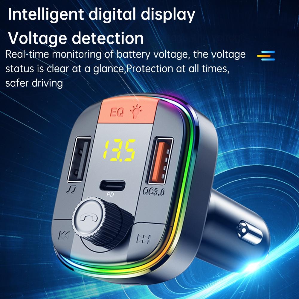 Tẩu sạc nhanh QC 3.0 hai cổng USB không dây với PD và máy nghe nhạc MP3 Bluetooth 5.0 cho xe hơi
