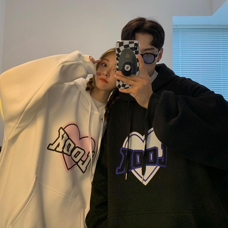 Áo hoodie trái tim LOOK cặp đôi nam nữ Unisex