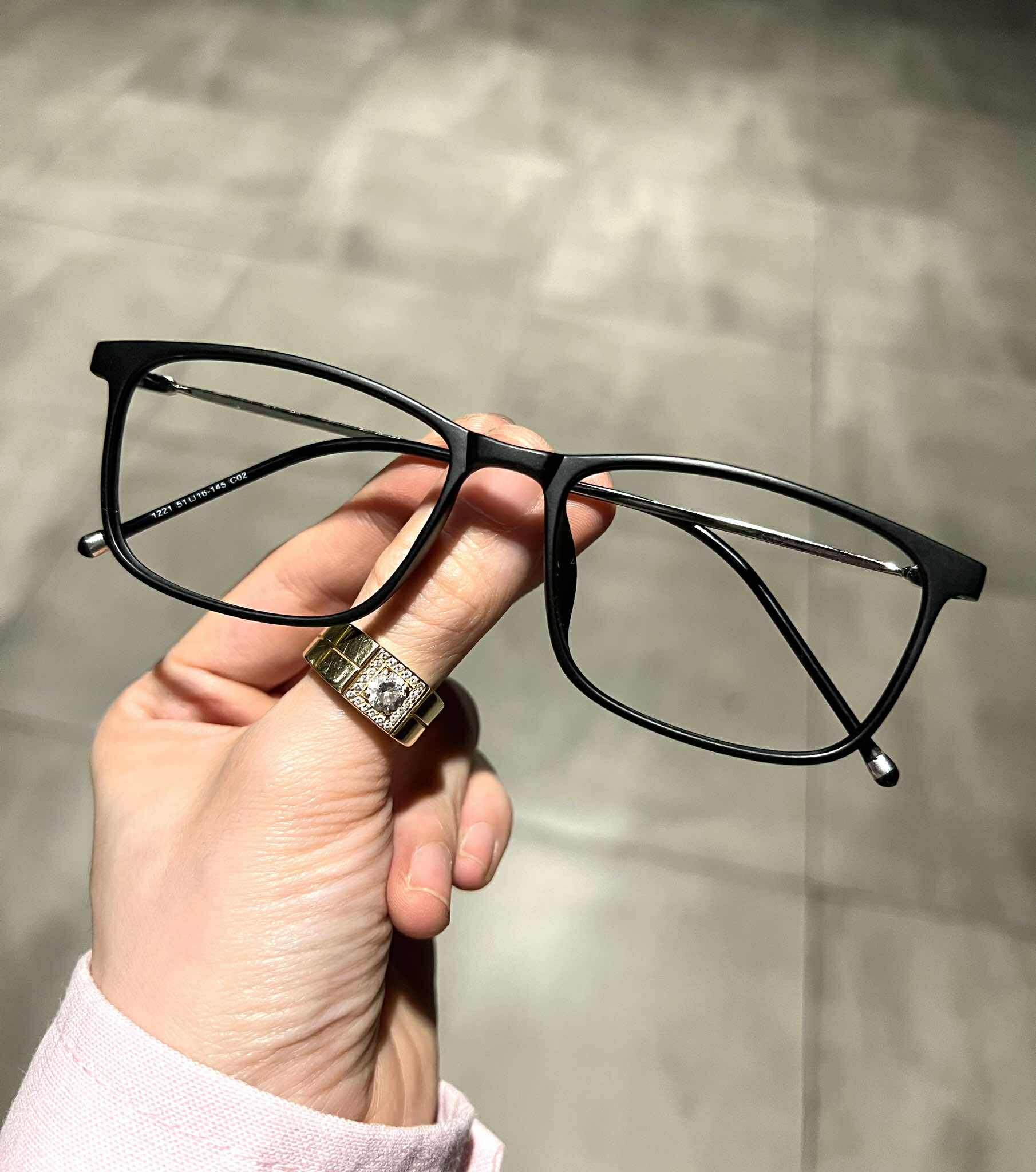 Kính mắt thời trang nam nữ dáng chữ nhật gọng kim loại nhẹ