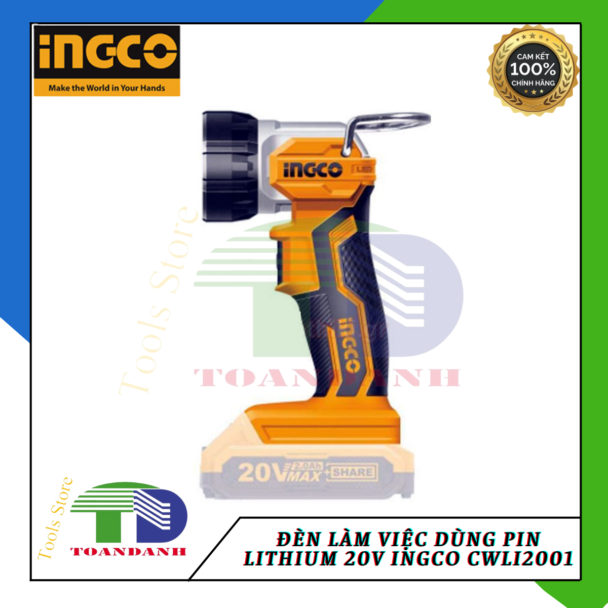 Đèn làm việc dùng pin Lithium 20V ingco CWLI2001