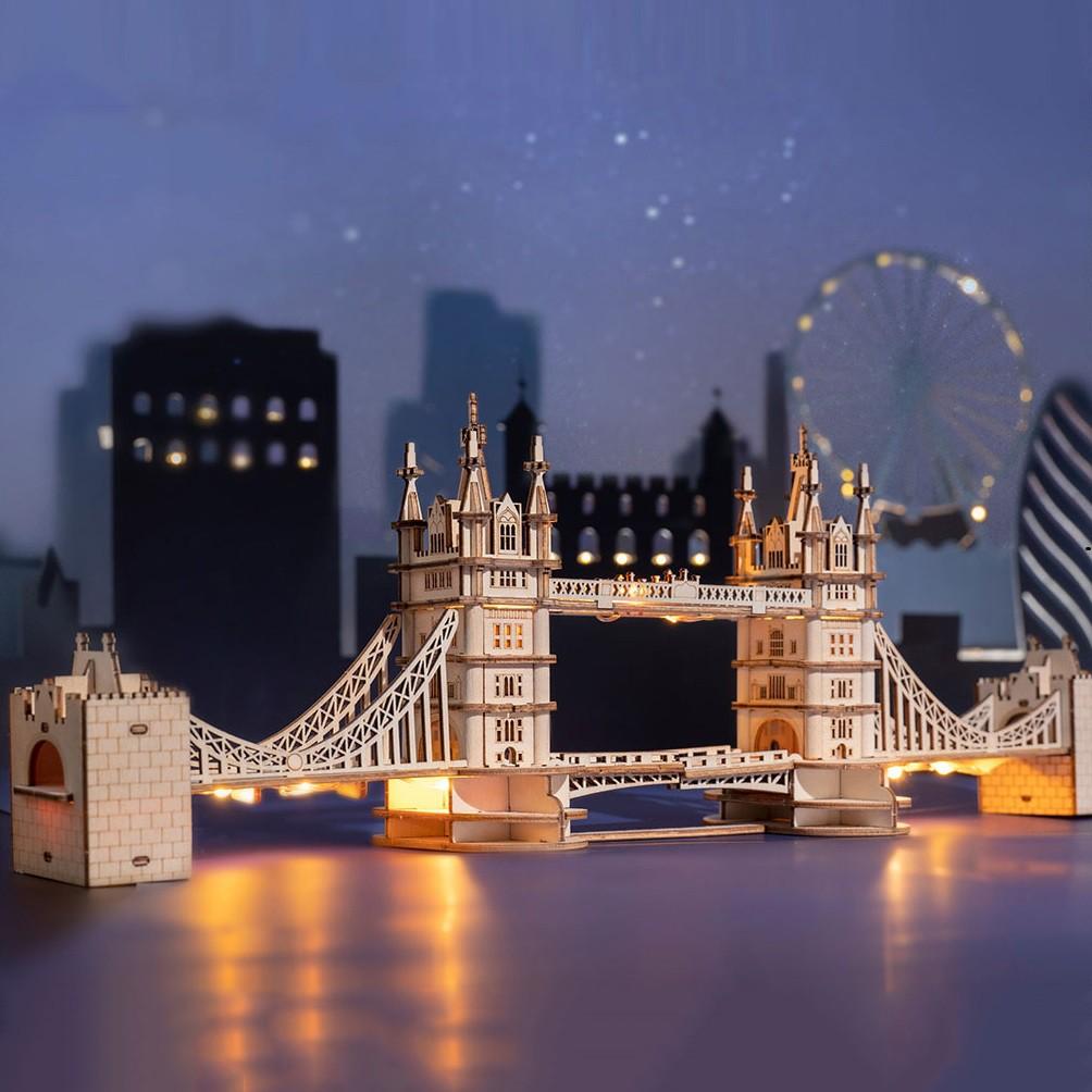 Đồ chơi lắp ráp gỗ 3D Mô hình Cầu Tháp Luân Đôn Tower Bridge TG412 Kèm đèn LED