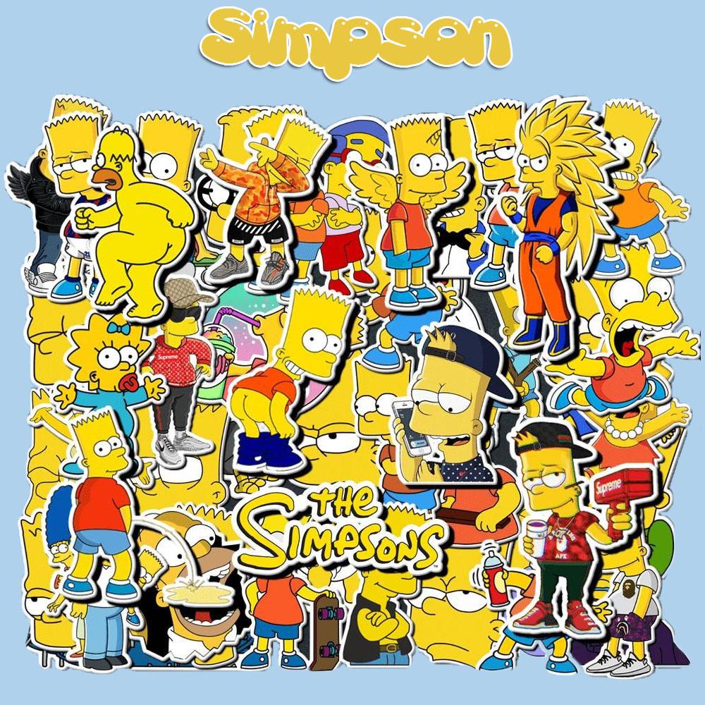 Sticker Anime simpson Cắt Sẵn Hình Dán Trang Trí Mũ Bảo Hiểm Laptop Điện Thoại Ván Trượt Sổ tay Notebook