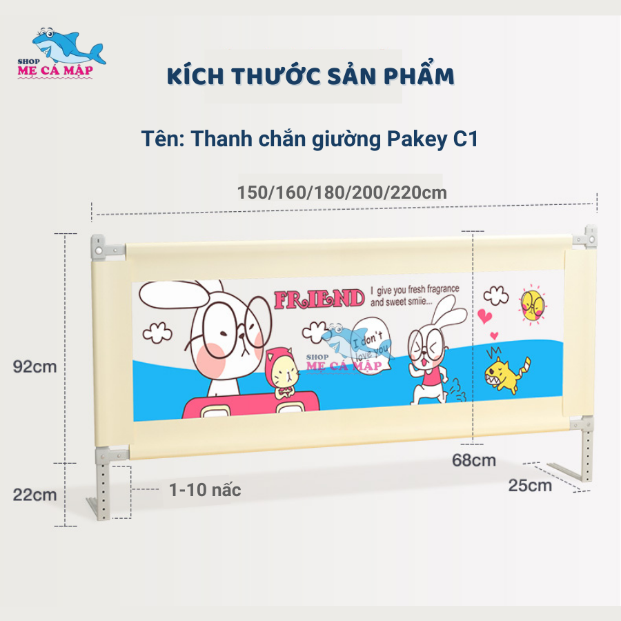 Thanh Chắn Giường PAKEY C1 Mẫu Mới Rẻ Nhất Thị Trường, Thanh Chắn Giường Cho Bé Họa Tiết Ngộ Nghĩnh