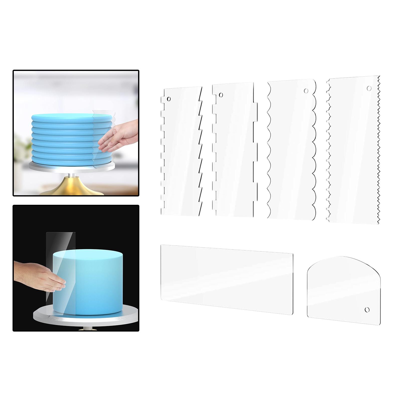 6 Pieces Acrylic Cake Scraper for Cake Edges Icing Mousse Kitchen Supply