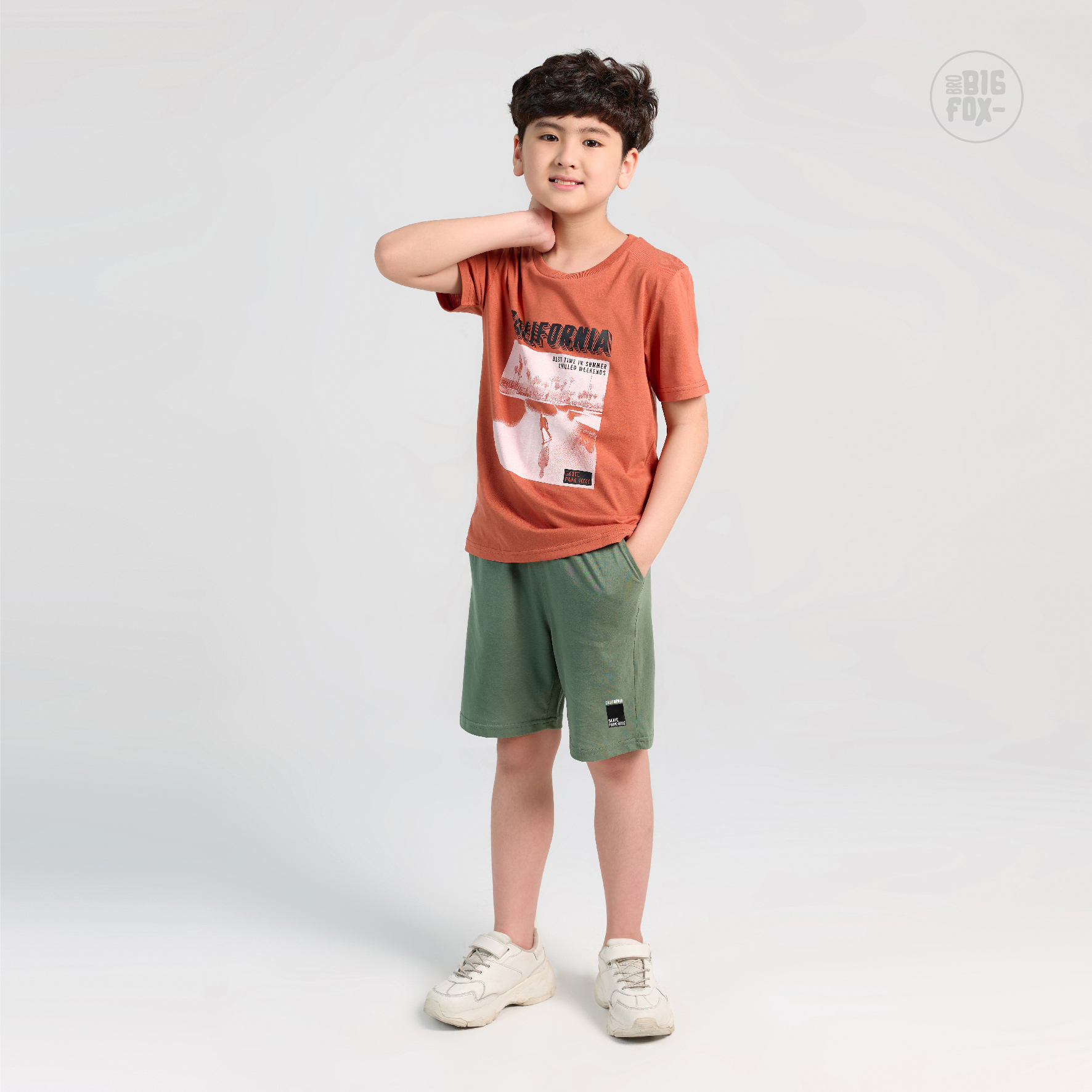 Bộ Quần Áo Bé Trai Cộc Tay Size Đại BigFox - Miss Meow Mùa Hè Chất Liệu Cotton Họa Tiết California