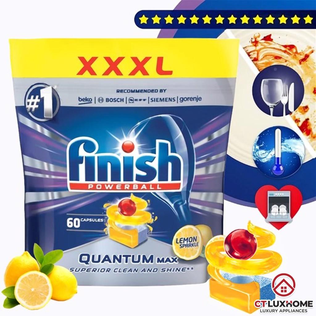 Viên rửa chén bát Finish Quantum Max 60 viên hương chanh 