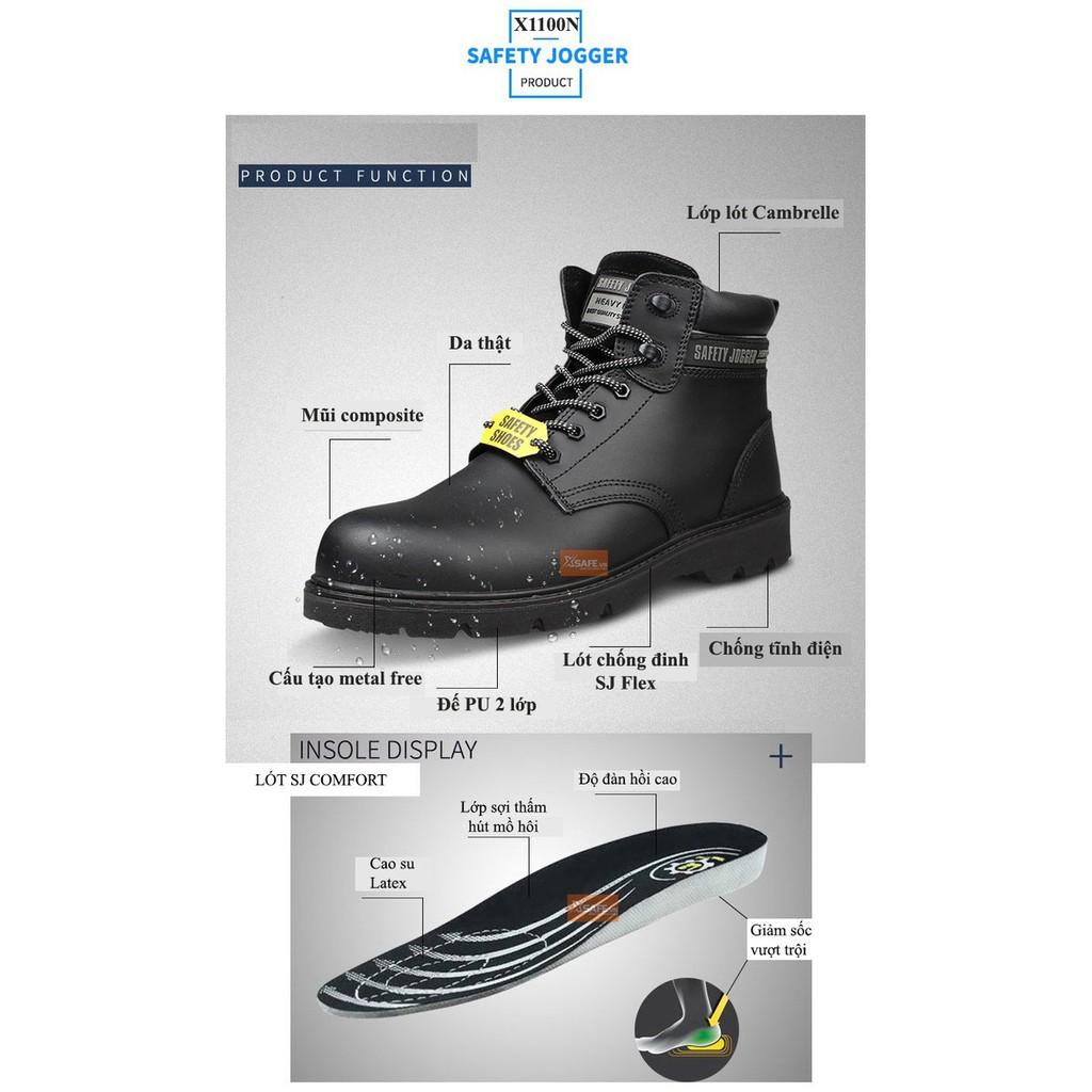 Giày bảo hộ lao động nam Jogger X1100N S3 SRC da bò cao cấp, chống nước, cấu tạo phi kim, chống trượt chuẩn SRC, cổ cao