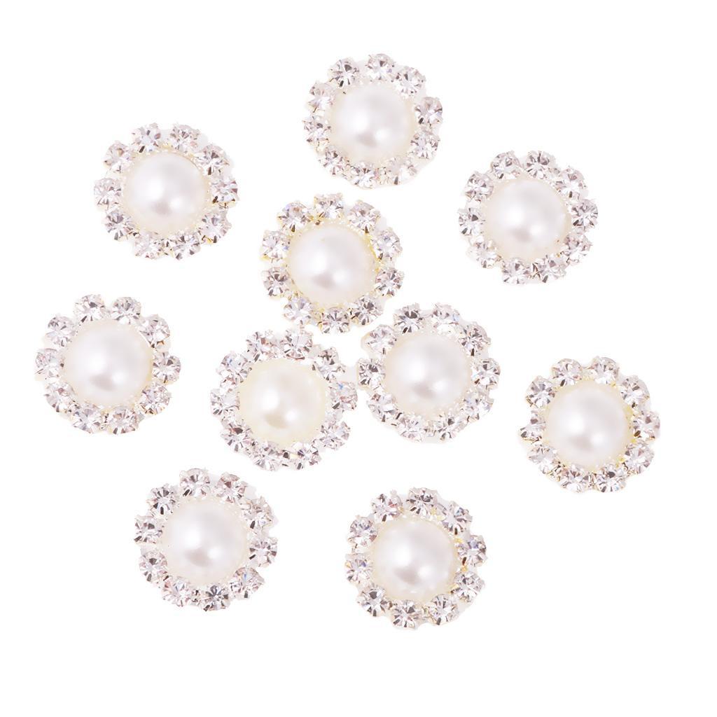 4-20pack 10 Pieces Crystal Pearl Flatback Buttons Scrapbooking Embellishment