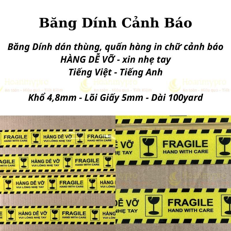 Băng Dính In Chữ Hàng Dễ Vỡ Xin Nhẹ Tay  1 Cây 6 Cuộn Nặng 1,2Kg