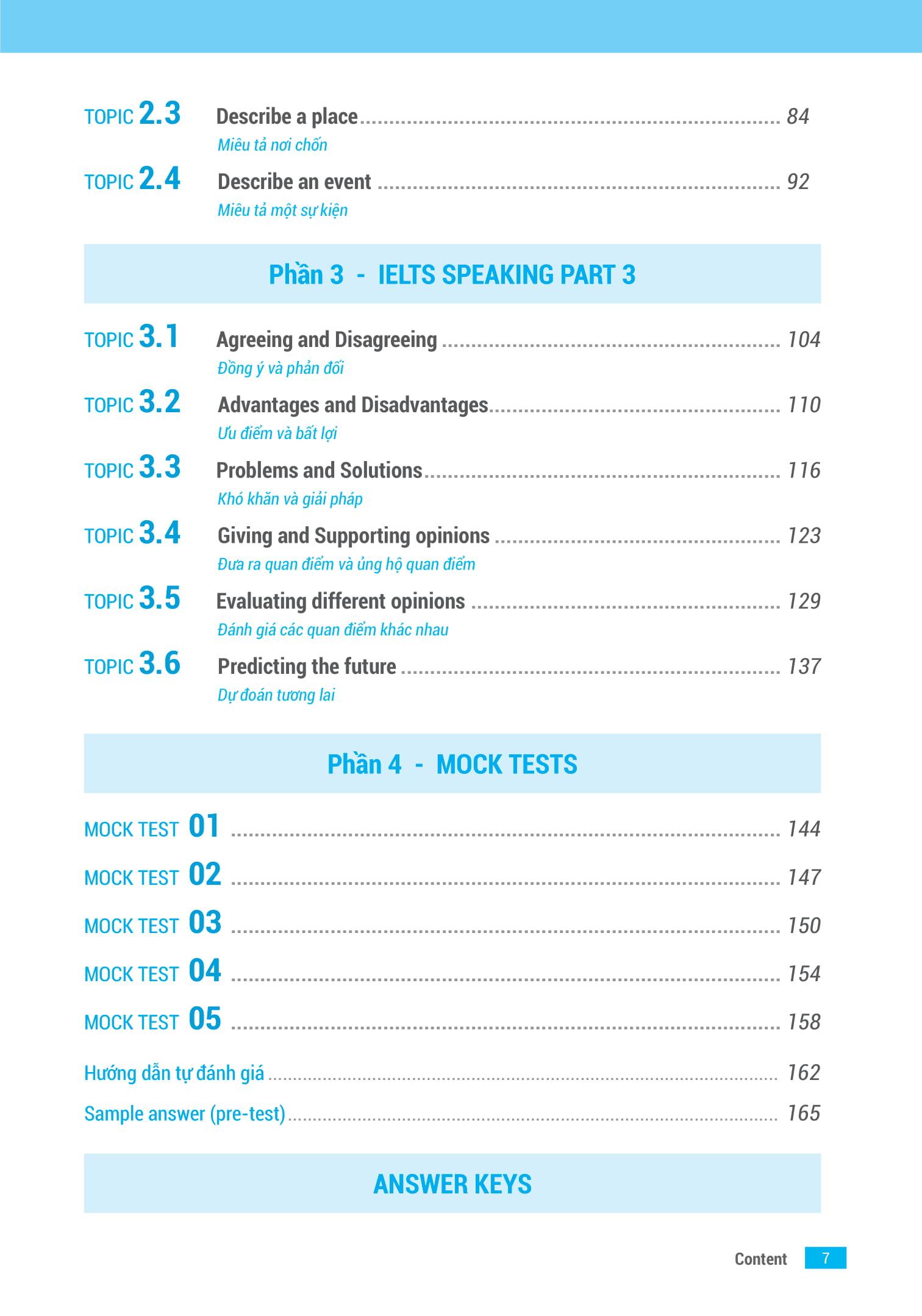 Sách IELTS Key Speaking - Công Thức Học Nhanh IELTS - Speaking Part 1, 2, 3