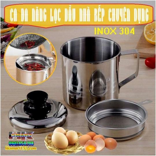 Ca Lọc Dầu Ăn Có Lưới Lọc Cặn Bằng Inox 304 Không Gỉ - Miễn Phí Vận Chuyển