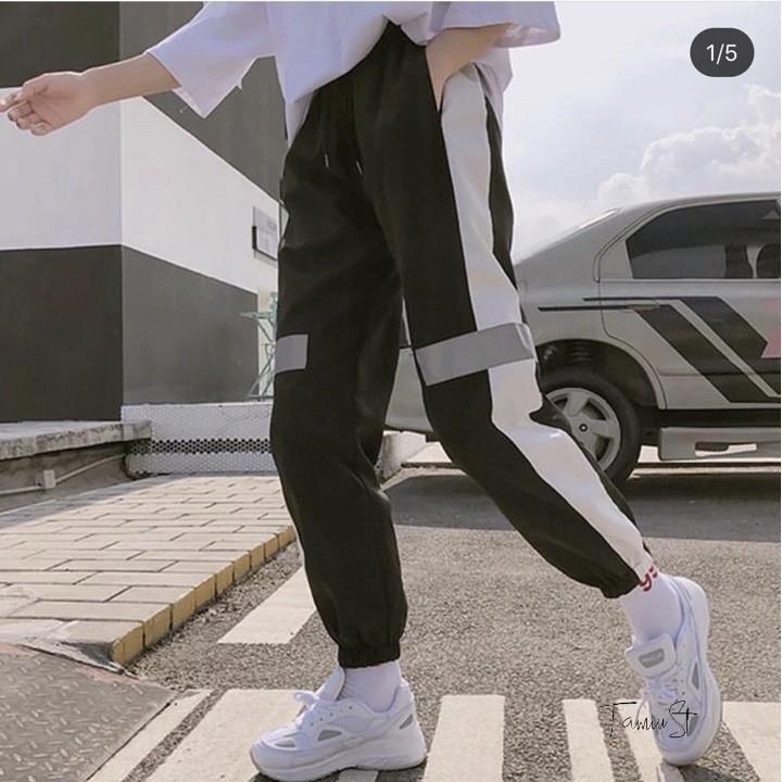 Quần Jogger Nỉ Unisex Phản Quang Gối/Quần Jogger NỈ Nam Nữ Phản Quang/Quần jogger phản quang phát sáng 1 soc