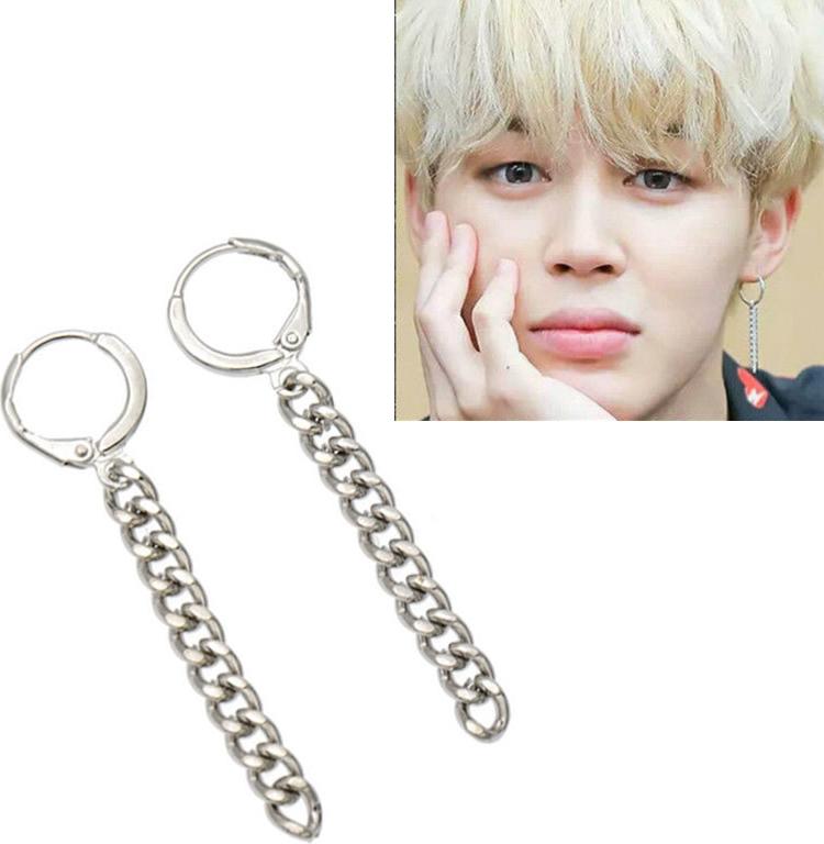 Khuyên tai nam bông tai sợi xích dài Jimin BTS cá tính 1 chiếc