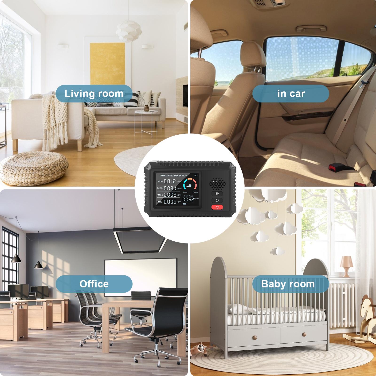 Air Quality Monitor Formaldehyde Detector TVOC PM2.5/PM10 Tester Air Gas Detector Real Time Data Monitoring