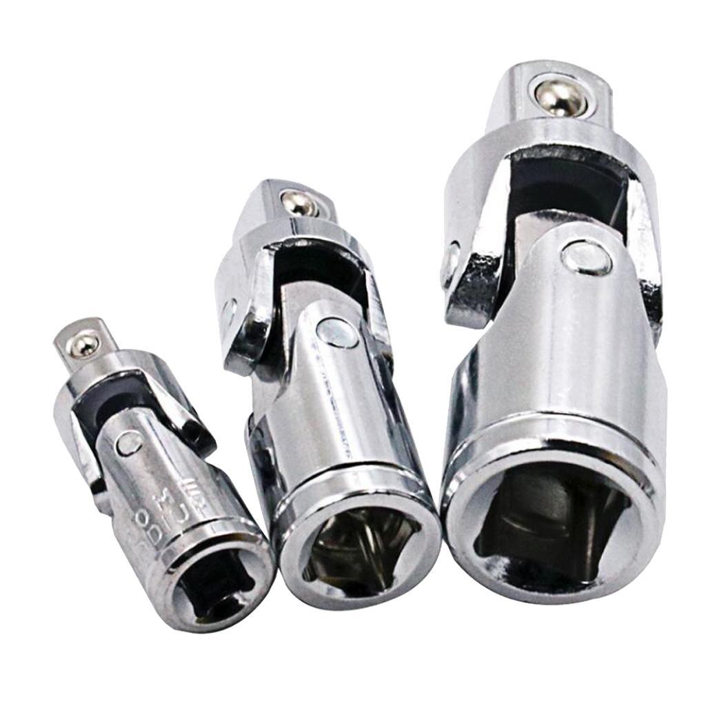 Universal Joint Set 4 Square Drive Ratchet Sockets Adapters 1/4" 3/8" 1/2"