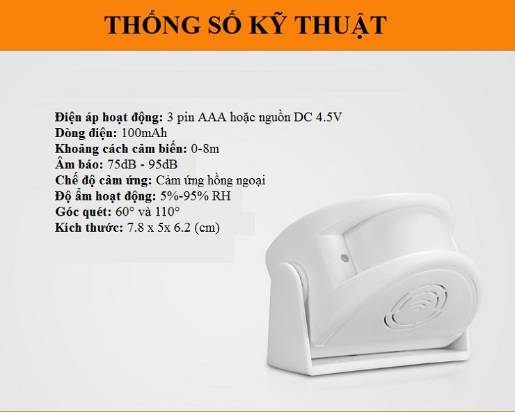 Chuông Hồng Ngoại Báo Khách, Báo Động Chống Trộm V3