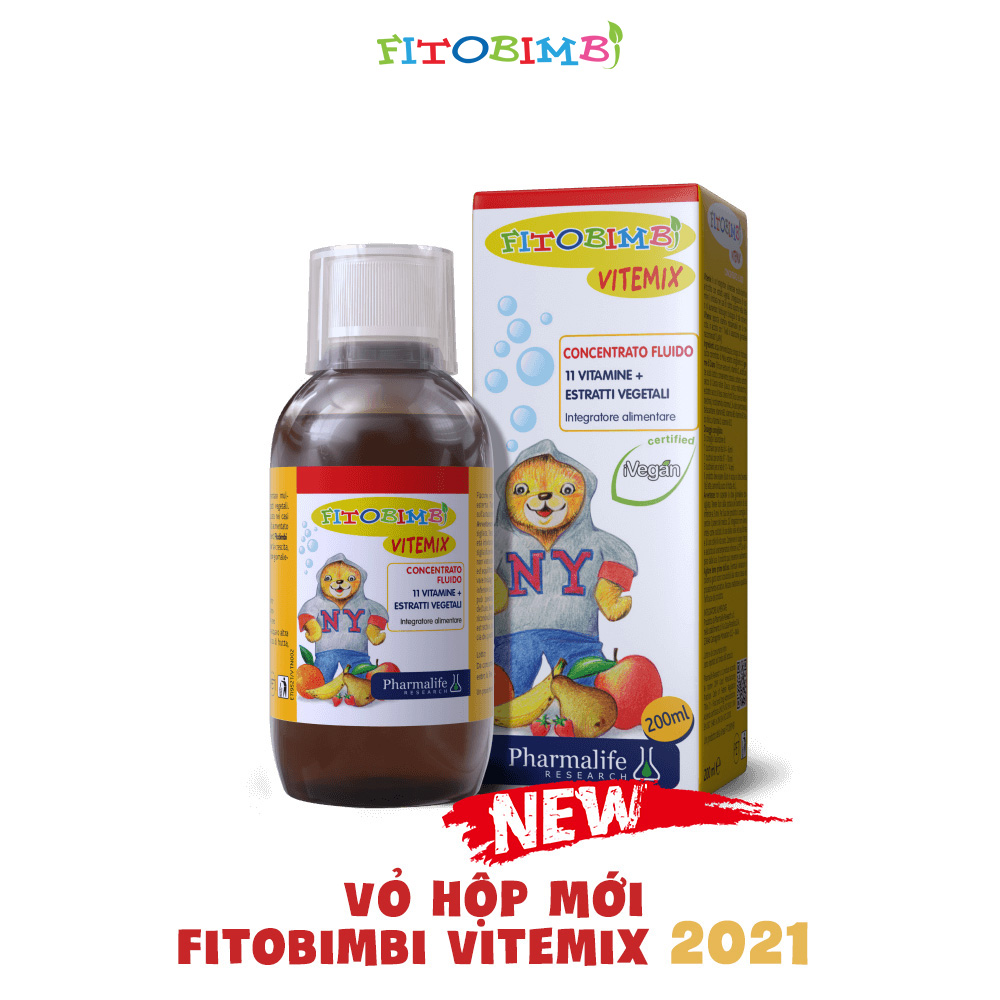 FITOBIMBI VITEMIX : SIRO THẢO DƯỢC CHUẨN HÓA CHÂU ÂU BỔ SUNG VITAMIN THIẾT YẾU, TĂNG ĐỀ KHÁNG CHO TRẺ EM (200ML)