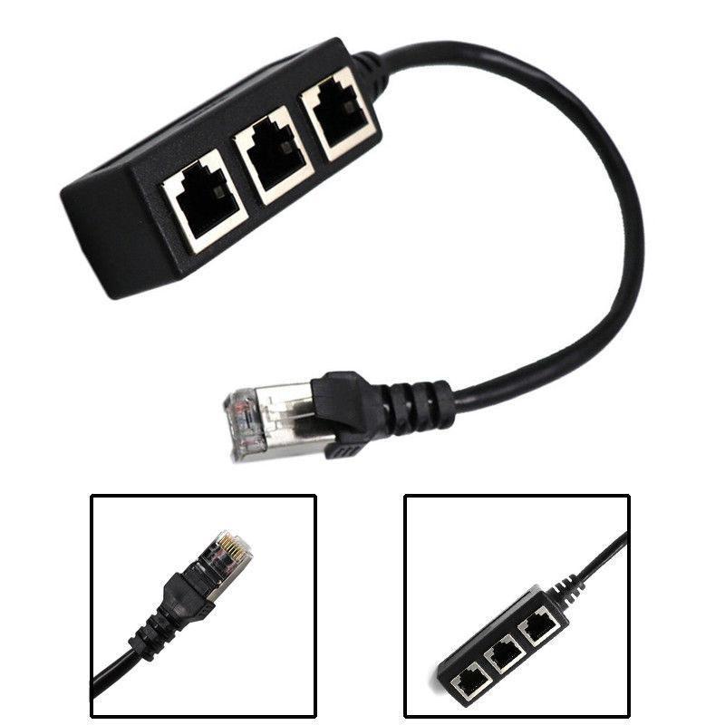 Cáp Chia Cổng Mạng Lan Rj45 1 Đầu Đực Sang 3 Đầu Cái