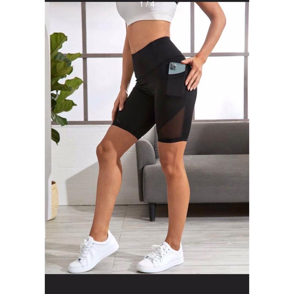 Quần tập gym nữ, quần đùi legging tập gym nữ có túi tiện lợi