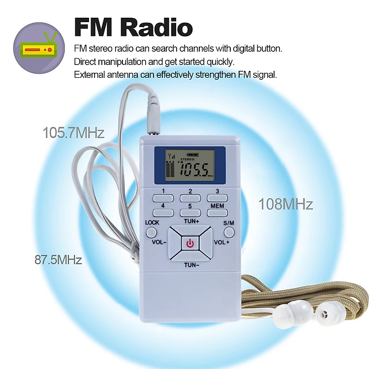 Máy radio mini bỏ túi Dual Band LCD Stereo