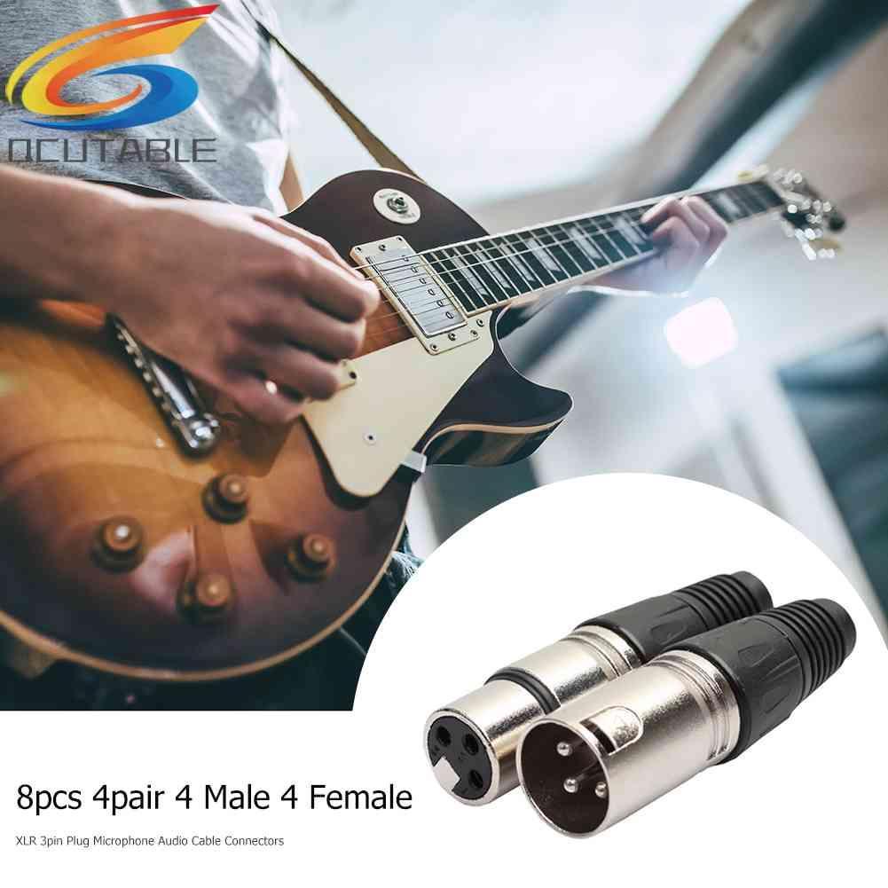Set 8 Đầu Nối Dây Cáp Âm Thanh Micro 4 Male 4 Female XLR 3Pin