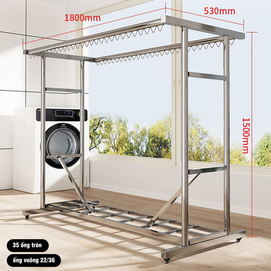Giàn Phơi Ngoài Trời Đa Năng Chất Liệu Inox 304 Chịu Tải 300kg Phơi Chăn Mền Quần Áo