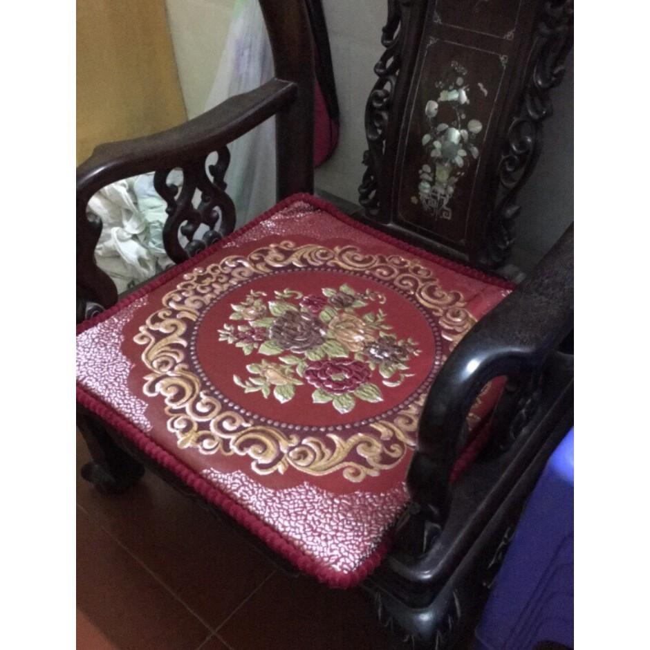 Nệm ghế thảm ghế 1m8 x 60cm mẫu hoàng gia đỏ