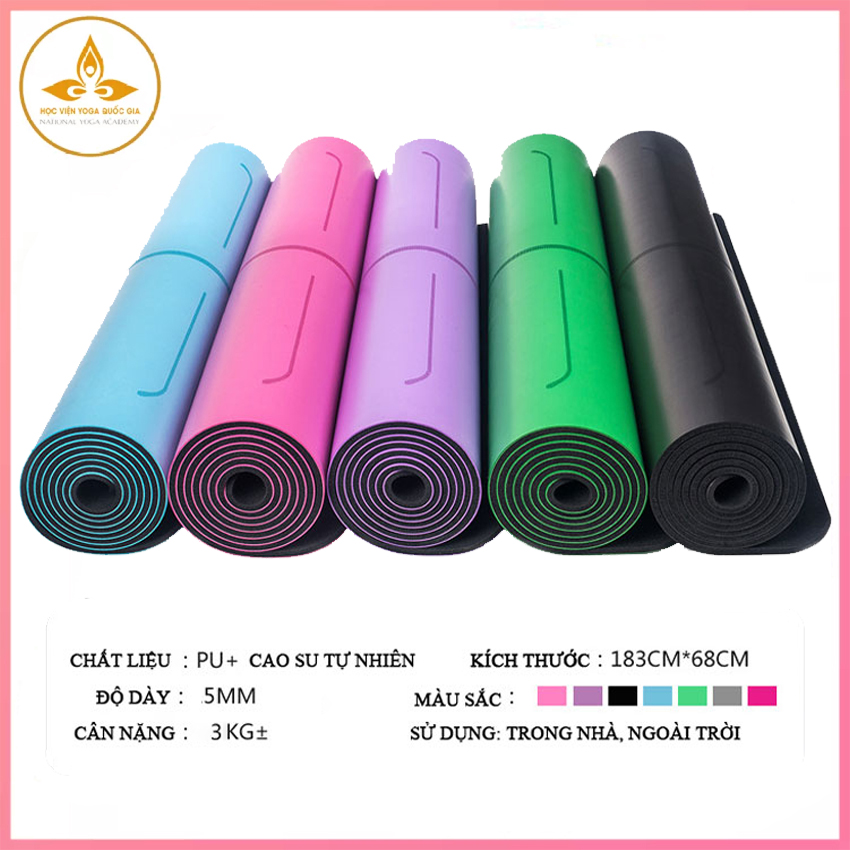 Thảm Yoga Định Tuyến Cao Su Thiên Nhiên PU Cao Cấp - YOGA QG, Chống Trơn Trượt, Độ Đàn Hồi Tốt, Thấm Hút Mồ Hôi, Thân Thiện Với Môi Trường, An Toàn Với Làn Da, Đường Định Tuyến In Rõ Rét - Hàng chính hãng