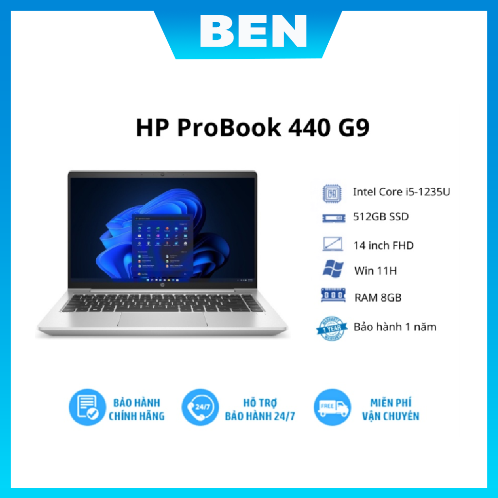 Hình ảnh Máy tính Laptop HP ProBook 440 G9 (6M0X3PA)/ Bạc/ Intel Core i5-1235U (up to 4.4Ghz, 12MB)/ RAM 8GB/ 512GB SSD - Hàng Chính Hãng