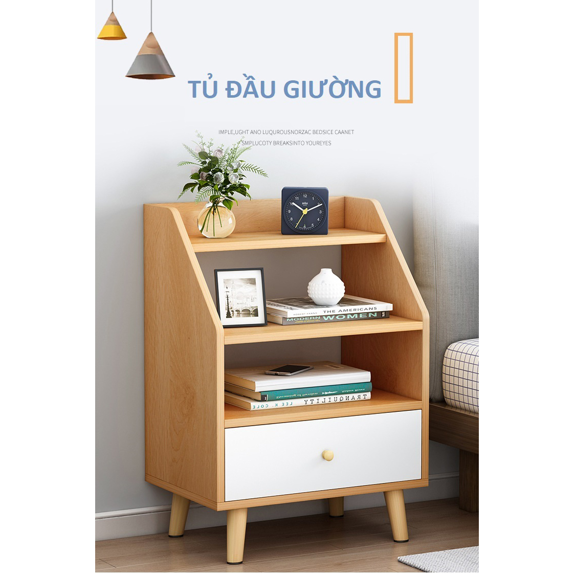 Kệ Tủ Đầu Giường Gỗ Nhiều Ngăn FIVO Mẫu FT30 Phong Cách Châu Âu Sang Trọng, Phù Hợp Cho Mọi Kiểu Nhà, Sản Phẩm Nội Thất Lắp Ráp Thông Minh - Hàng chính hãng