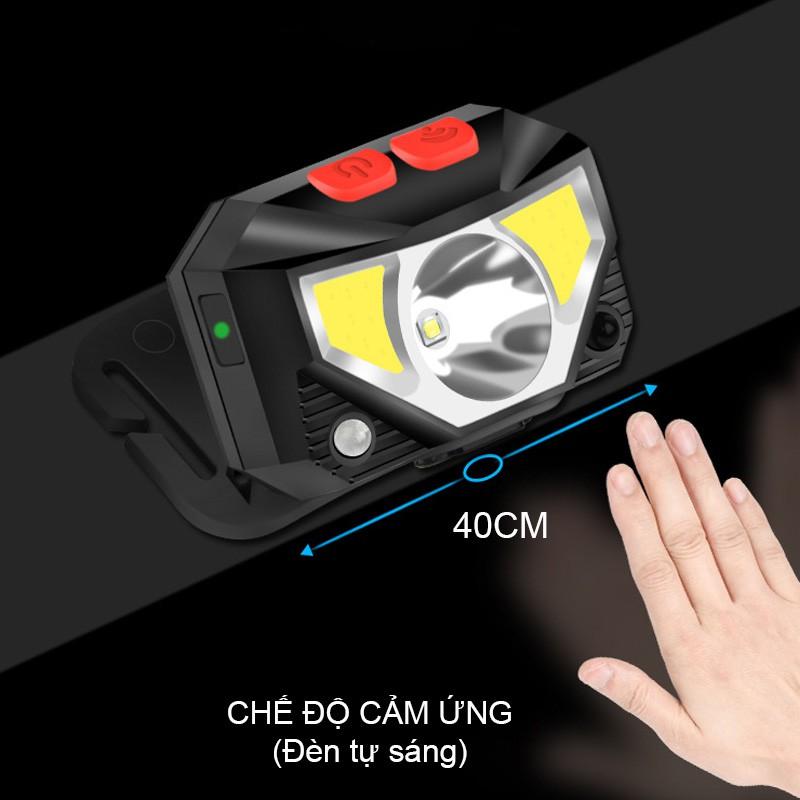 ĐÈN PIN LED ĐỘI ĐẦU CẢM ỨNG T069, 3 BÓNG LED - PIN SẠC GẮN BÊN TRONG