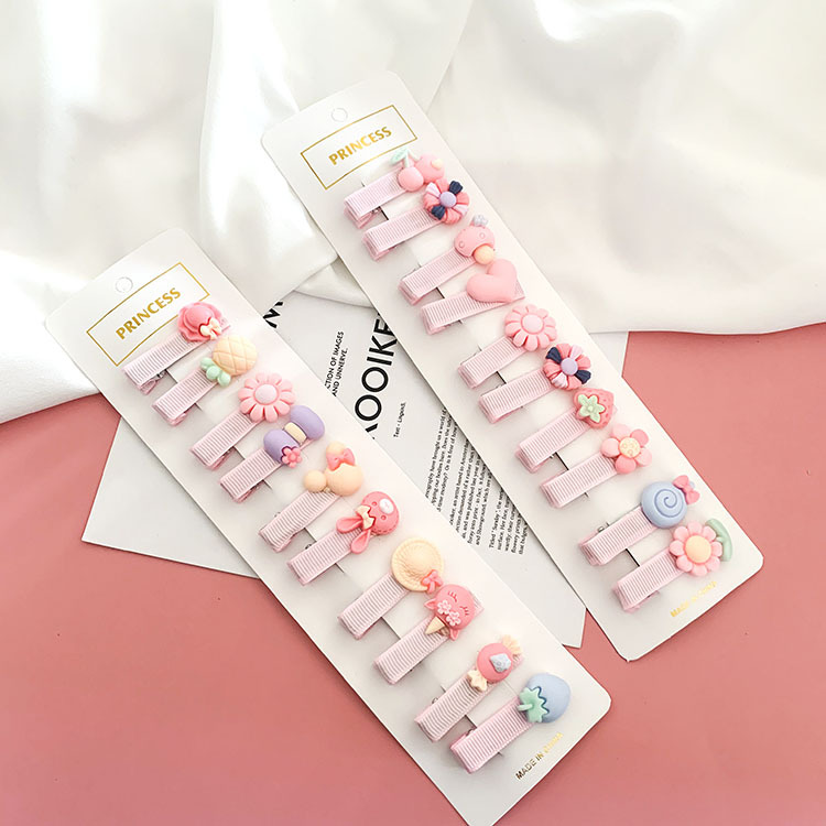 Set 10 Kẹp Tóc Bọc Vải Hình Dễ Thương Cho Mẹ Và Bé - Giao Ngẫu Nhiên