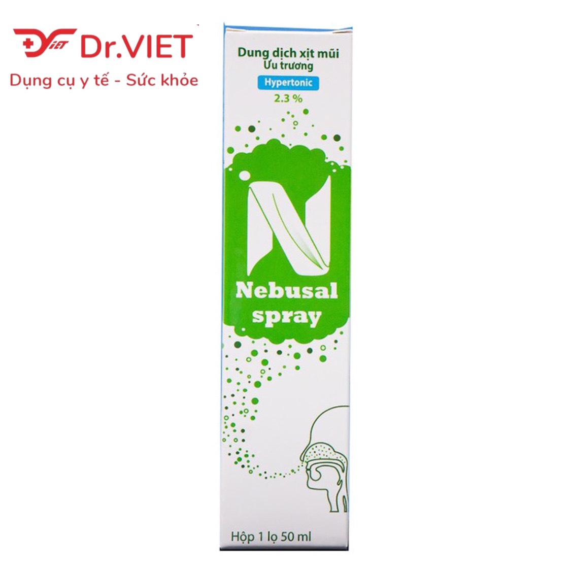 Dung dịch xịt mũi ưu trương – Nebusal Srpay 2,3% Chính hãng - Thích hợp cho người lớn và trẻ em trên 3 tuổi, giảm nghẹt và vệ sinh mũi