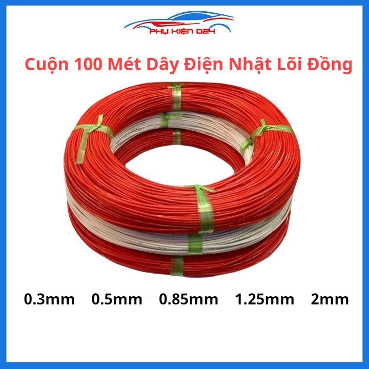 Cuộn 100 mét dây điện nhật lõi đồng 0.3mm, 0.5mm, 0.85mm, 1.25mm, 2mm chuyên dùng cho ô tô xe máy